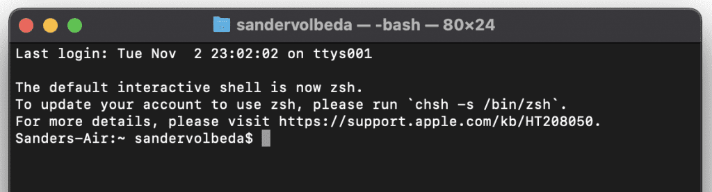 ZSH-shell veranderen in Bash-shell